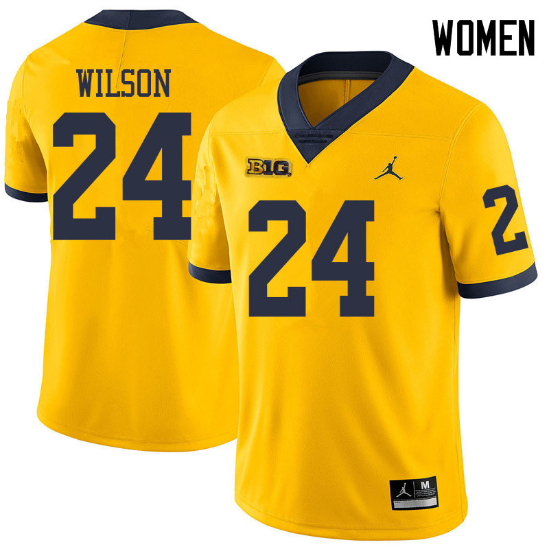 Jordan Brand Women #24 Tru Wilson Michigan Wolverines College Football Jerseys Sale-Yellow - Click Image to Close